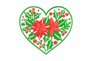 Christmas Floral Heart Embroidery Design