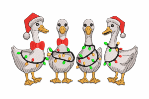 Christmas Geese Embroidery Design