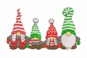 Christmas Gnome Family Embroidery Design