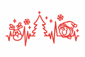 Christmas Heartbeat Embroidery Design