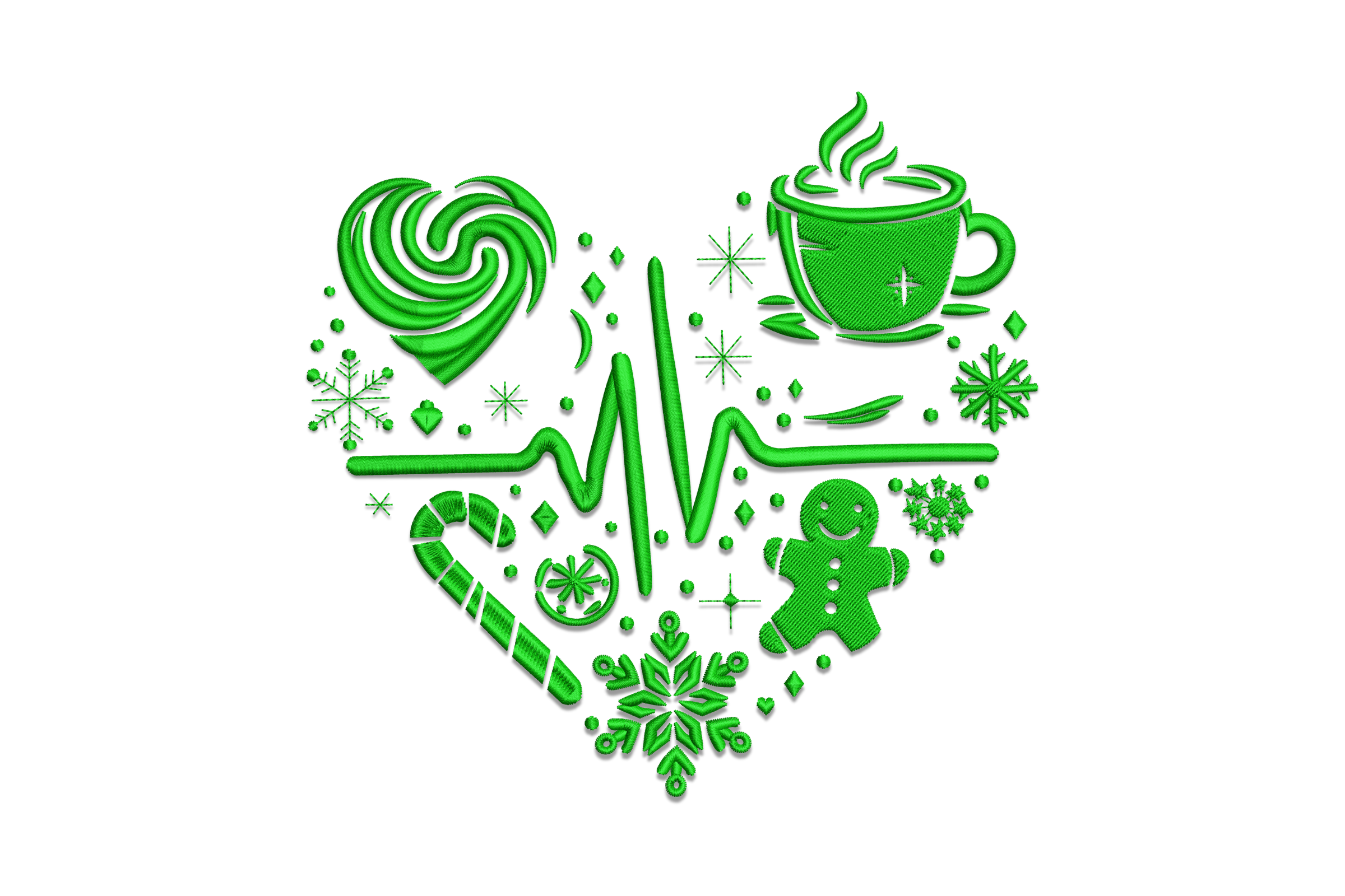 Christmas Heartbeat Machine Embroidery Design