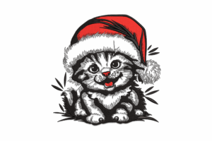 Christmas Kitten Embroidery Design