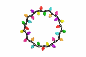 Christmas Lights Oval Frame Embroidery Design