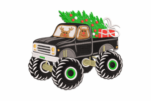 Christmas Monster Truck Embroidery Design
