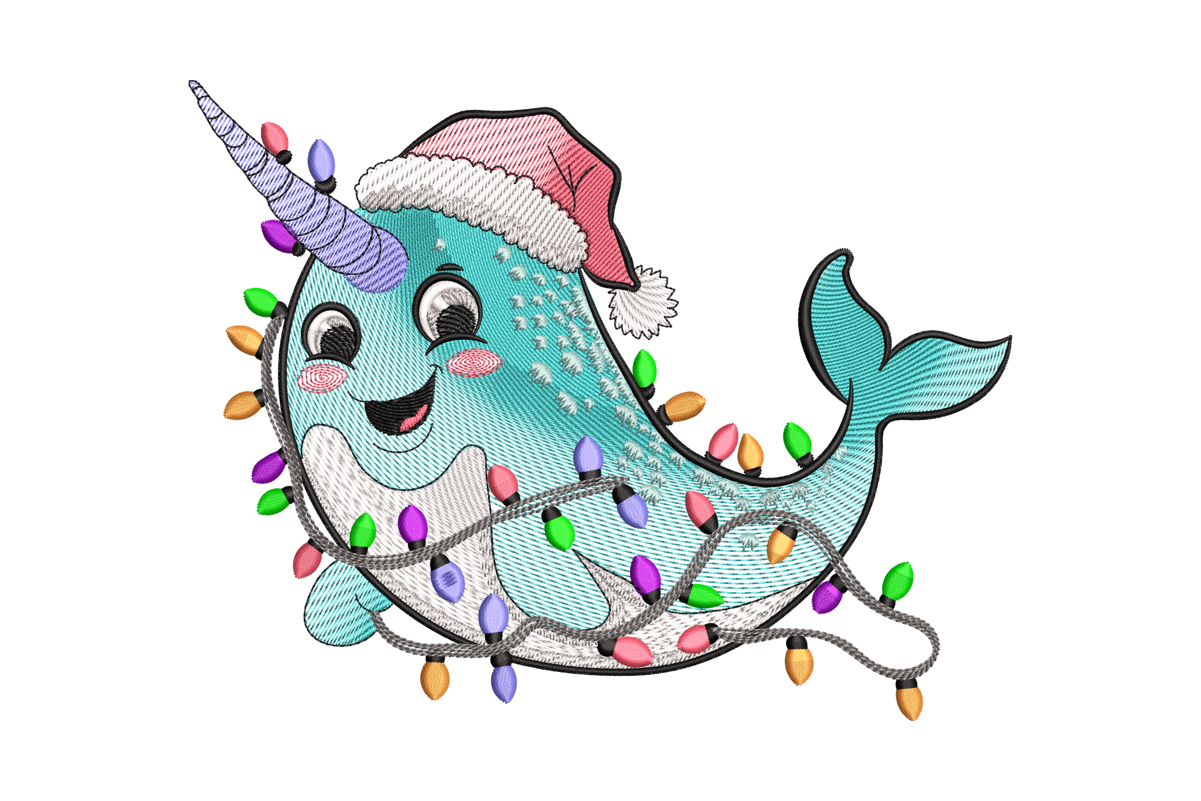 Christmas Narwhal Embroidery Design