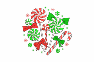 Christmas Peppermint Candy Embroidery Design