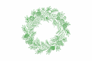 Christmas Pine Wreath Embroidery Design