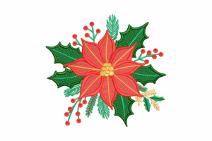 Christmas Poinsettia Floral Embroidery Design