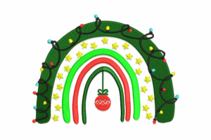 Christmas Rainbow with Lights Embroidery Design