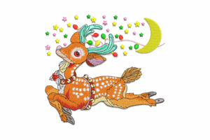 Christmas Reindeer with Stars and Moon Embroidery Design