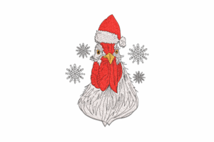 Christmas Rooster with Santa Hat Embroidery Design