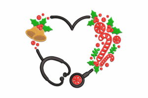 Christmas Stethoscope Heart Machine Embroidery Design
