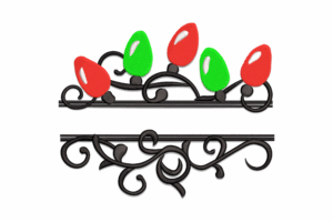 Christmas Swirl Frame with Lights Embroidery Design