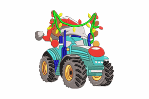 Christmas Tractor Machine Embroidery Design