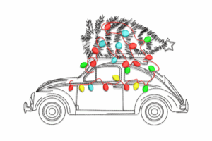 Christmas Tree on Car Embroidery Design