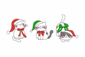 Christmas Trio Cats Machine Embroidery Design