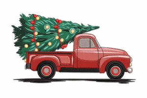 Christmas Truck with Tree Embroidery Design