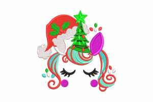 Christmas Unicorn Machine Embroidery Design