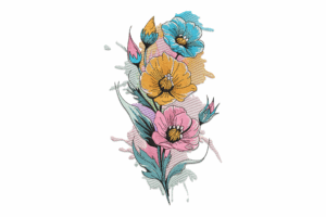 Color Splash Flower Embroidery Design