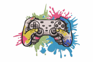 Color Splash Gamer Controller Embroidery Design
