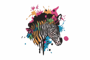 Color Splash Zebra Embroidery Design