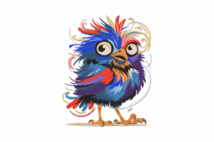 Colorful Cartoon Bird Embroidery Design