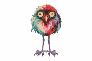 Colorful Crazy Bird Embroidery Design