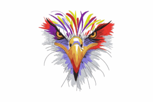 Colorful Eagle Head Embroidery Design