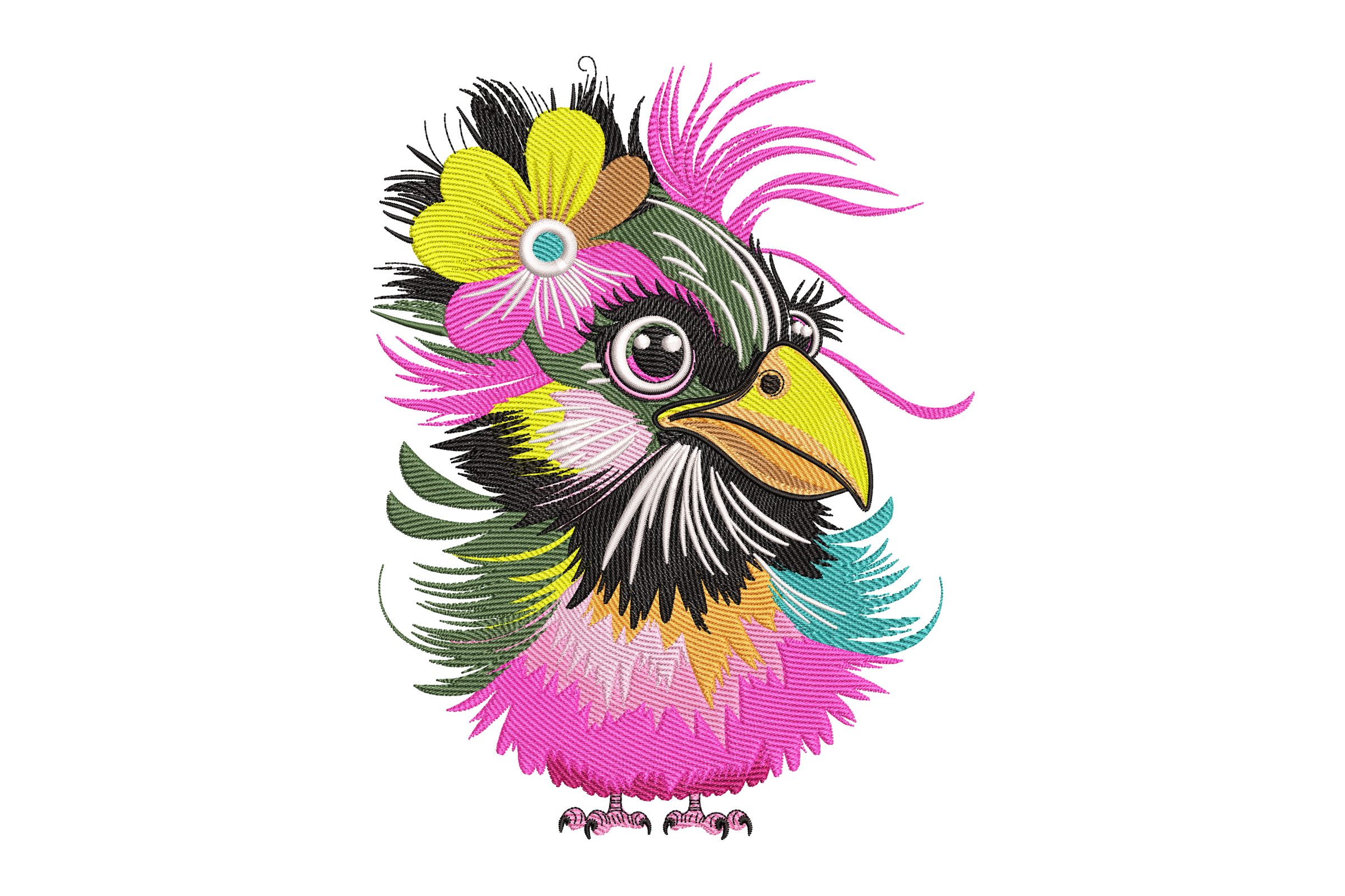 Colorful Fancy Bird Embroidery Design