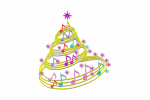 Colorful Musical Christmas Tree Embroidery Design