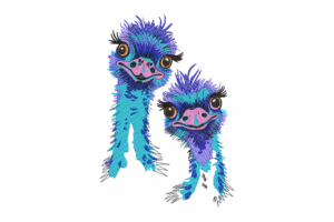 Colorful Ostrich Pair Embroidery Design