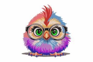 Colorful Owl with Glasses Embroidery Design