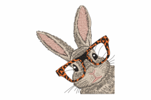 Cool Bunny with Leopard Glasses Embroidery Design