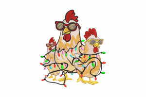 Cool Christmas Chickens Machine Embroidery Design
