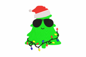 Cool Christmas Tree with Lights Embroidery Design