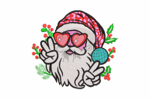 Cool Santa with Heart Glasses Embroidery Design