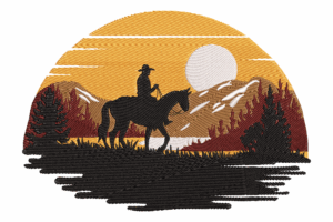 Cowboy Sunset Embroidery Design