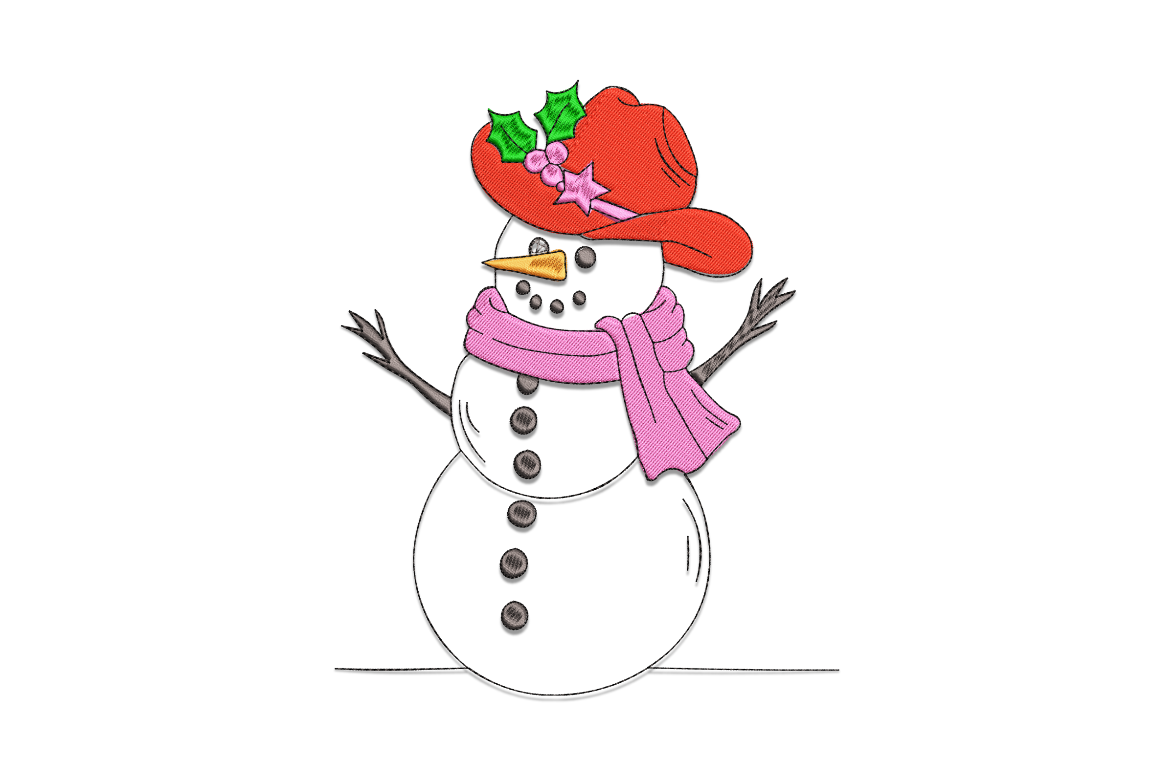 Cowgirl Snowman Embroidery Design