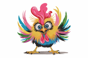 Crazy Colorful Chicken Embroidery Design