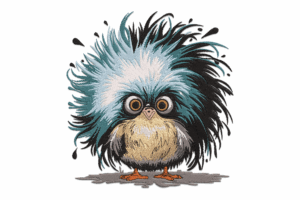 Crazy Hair Bird Embroidery Design