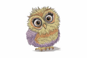 Cute Big-Eyed Owl Embroidery Design