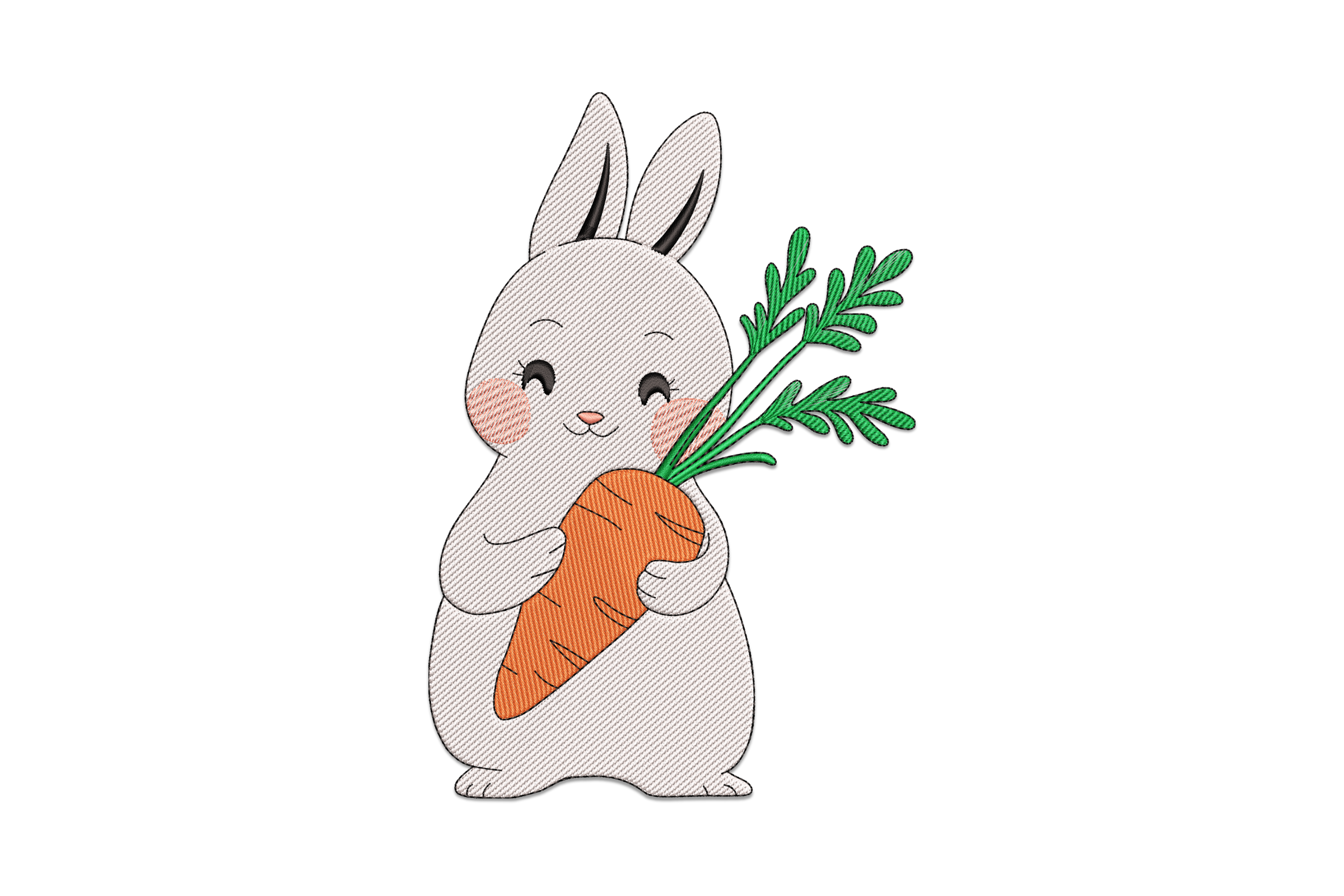 Cute Bunny with Carrot Embroidery Design 1 Cute Bunny with Carrot Embroidery Design