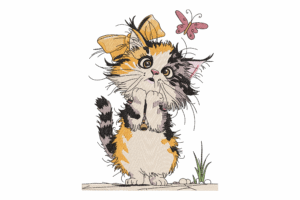 Cute Calico Kitten Embroidery Design