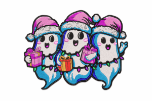 Cute Christmas Ghosts Embroidery Design