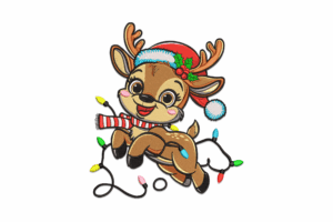 Cute Christmas Reindeer Embroidery Design