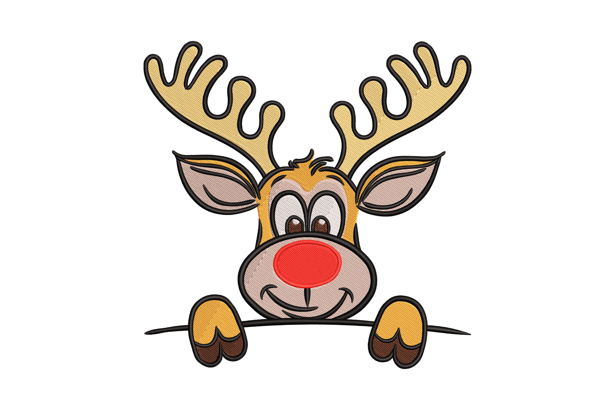 Cute Christmas Reindeer Face Embroidery Design