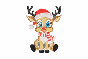 Cute Christmas Reindeer Machine Embroidery Design