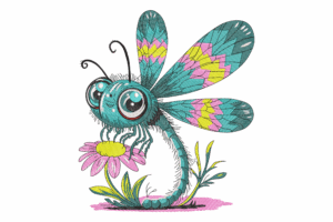 Cute Dragonfly Embroidery Design