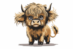 Cute Fluffy Baby Bull Embroidery Design
