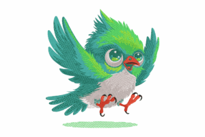 Cute Flying Cartoon Bird Embroidery Design